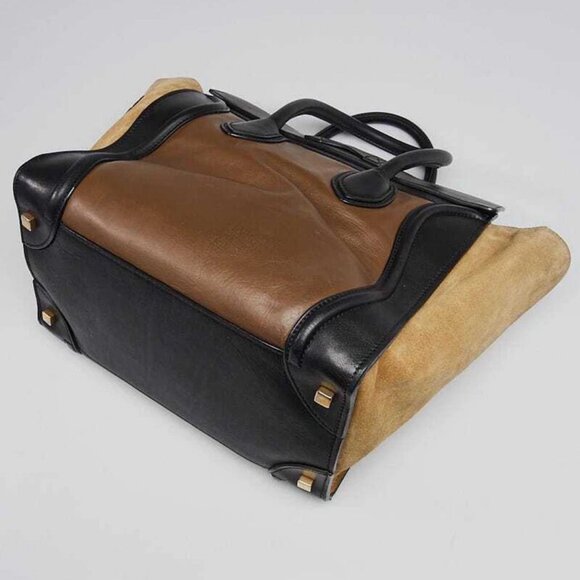 Celine Tri-Color Leather and Suede Mini Luggage Tote Bag - Picture 3 of 12